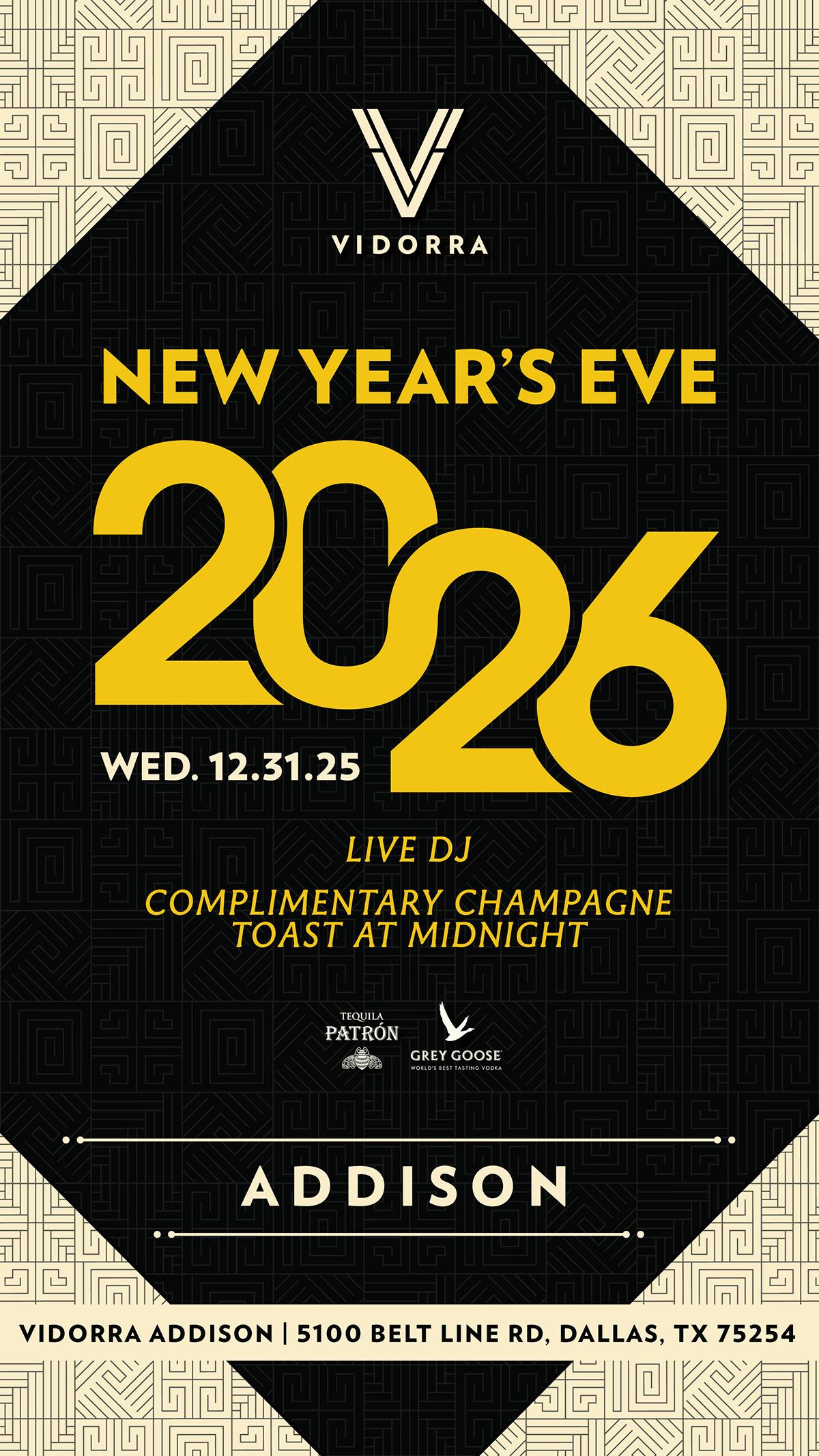 Vidorra Addison NYE 2026